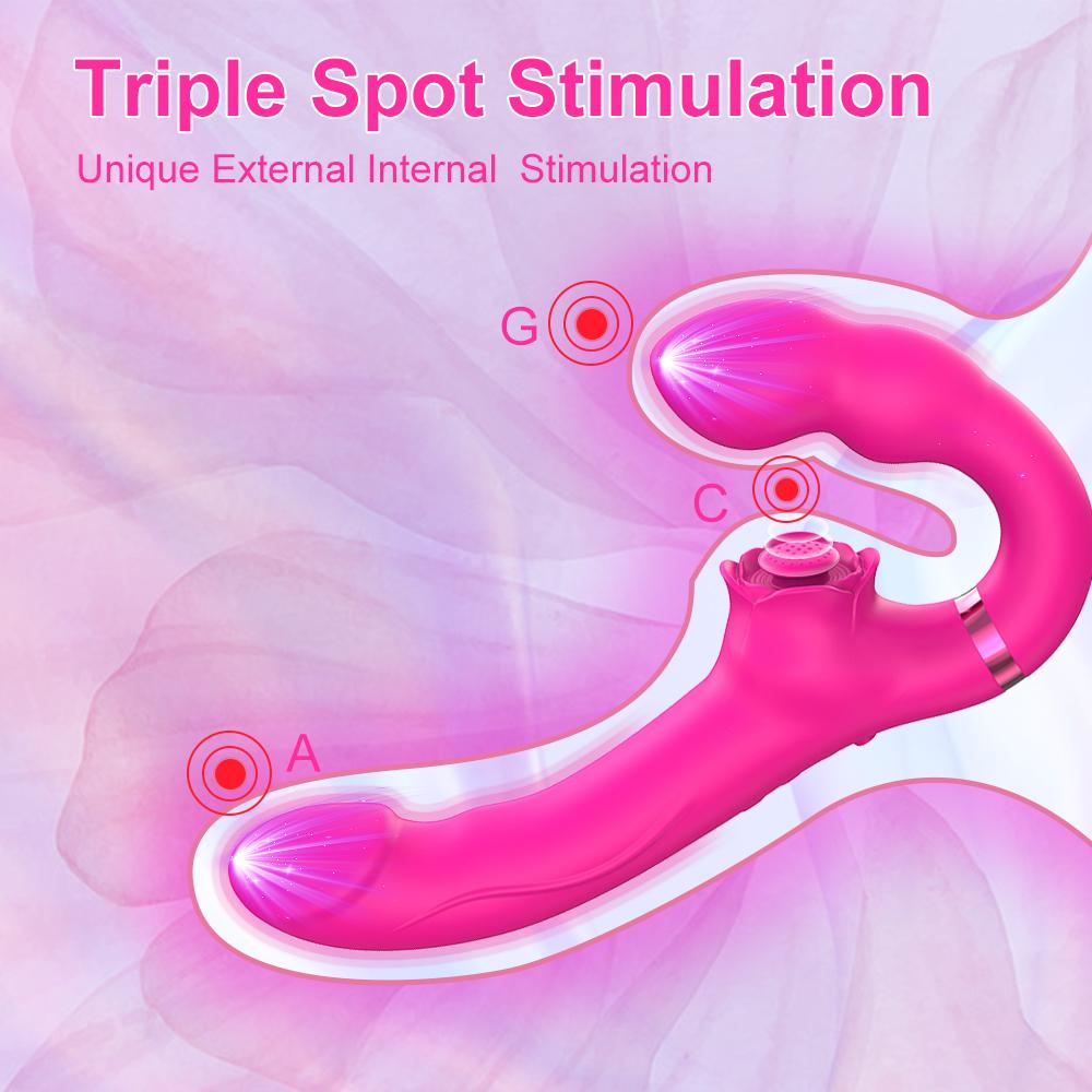 Remote Control Double Ended Dildo Vibrator 5 Flapping 10 Vibrating Vagina G Spot Anus Vagina Stimulator Lesbian Sex Toys for Woman Couples Masturbator