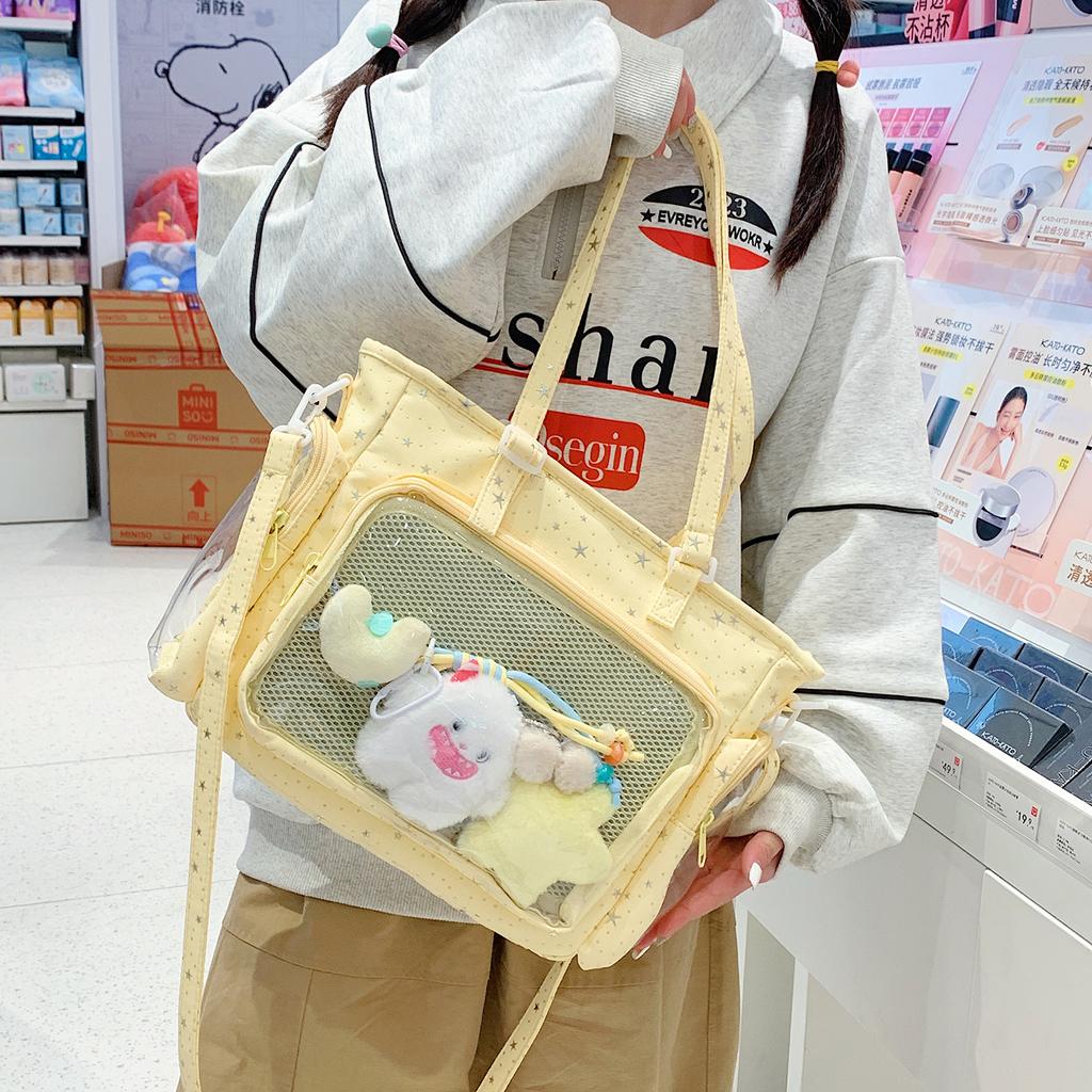 Schoolbag New Japanese Ins High Value Sweet Candy Color Girl Transparent Bar Pain Bag Light Shoulder Bag Messenger Bag