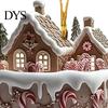 Lightweight Key Chain Accessories 2Pcs Fairy Tale Coffee Cup Snow House Christmas Ornaments, Double-sided Acrylic Gingerbread Tree Decor Hanging