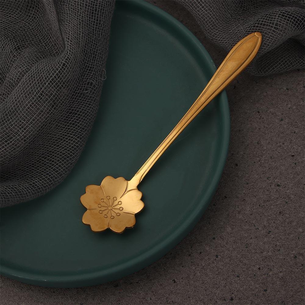 Pattern Bar tools Stainless Steel Tableware for Sugar Ice Cream Coffee Dessert Teaspoon Cutlery Set Flower Spoon Set Soup Spoon