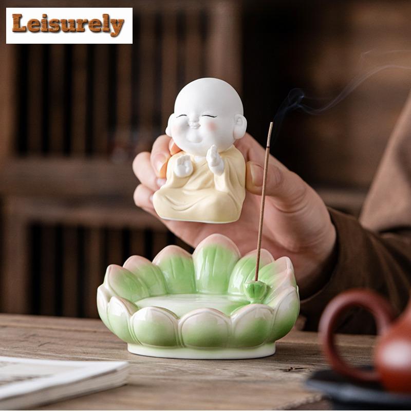 Lotus Little Monk Incense Holder Mist Smoking Steamers Incense Burners Aromatherapy Censer Tea Ceremony Supplies Decoration Gift