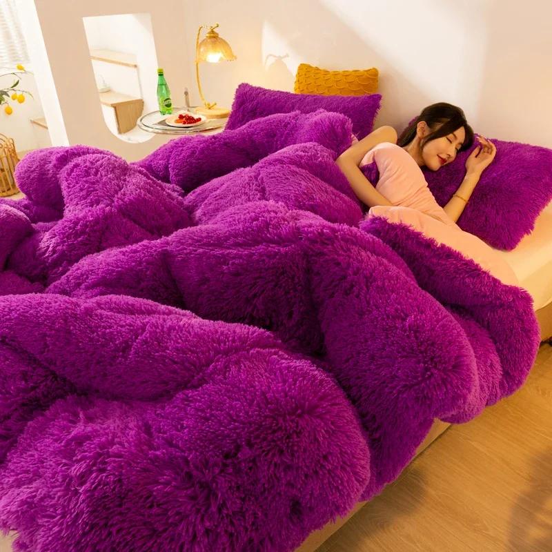 Thick Mink Fur Lamb Fur Warm Winter Comforter Soft Double-sided Velvet Quilted Cotton Quilt Lightweight Fluffy and Elastic Duvet