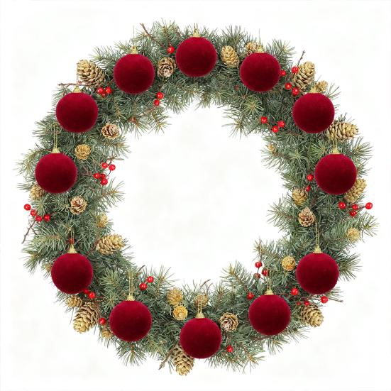 10/20Pcs Christmas Balls Velvet Xmas Tree Hanging Ornaments with Ribbon Weddings Birthdays Home Holiday Decoration