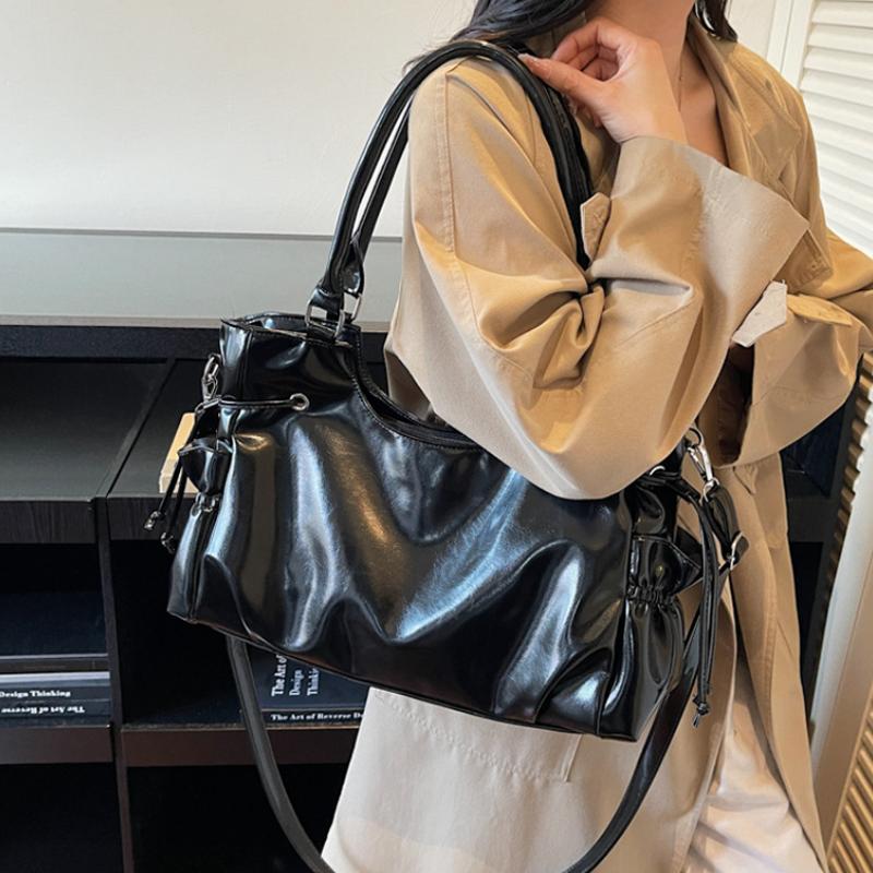 Y2k Retro Umhängetasche Damen Lack Motorrad Crossbody Große Achseltasche Seitentasche Kordelzug Tote Für Tägliches Pendeln Reisen