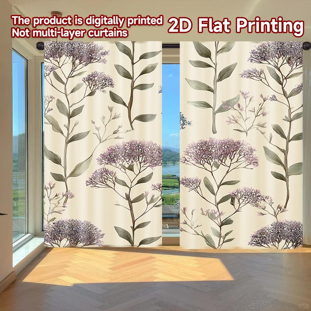 

Set Of 2 Flat Printing Curtains Without Rod Floral Spring Garden Design Women Is Day Holiday Digital Curtain Polyester W100*H70(CM)-Rod Pocket&2PCS