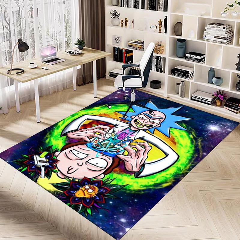 Space Adventure Rick Morty Carpet For Playroom Bedroom Living Room Sofa Home Decorkids Game Area Rug Nonslip Floor Mat
