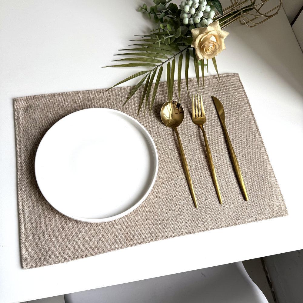 Double-layer Imitation Linen Fabric Placemat, Tableware Mat, Hotel Box Insulation Mat Ins Wind Home Coaster