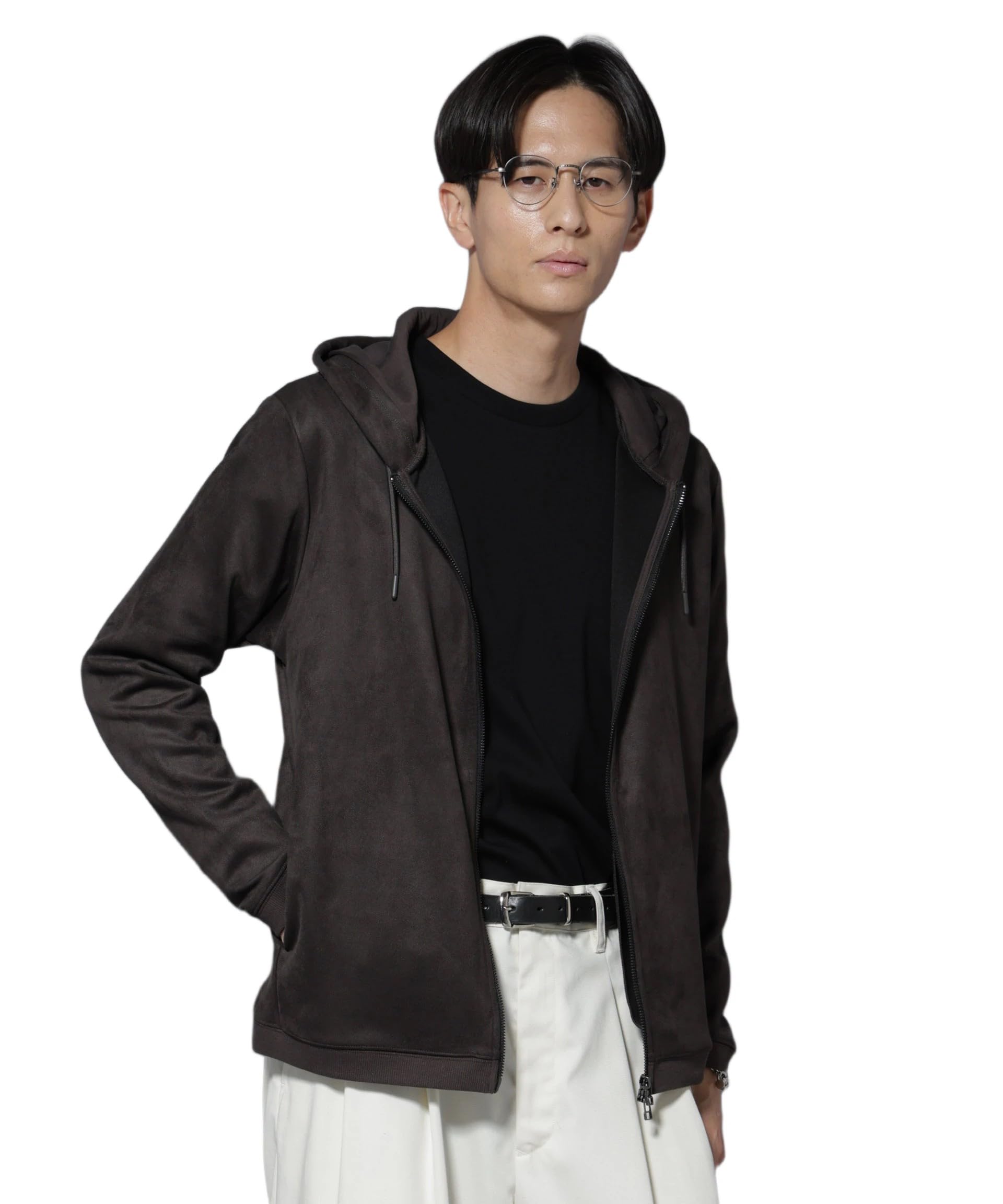 

Nano Universe Men s Faux Suede Zip Hoodie, Long Sleeve, Size M, 023, Charcoal, 672-5223204