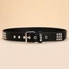 Punk Style Rivet Belt Set, Equipped with Stainless Steel Square Buckle, PU Panel Material, Male and Female Pyramid Rivet Decorat