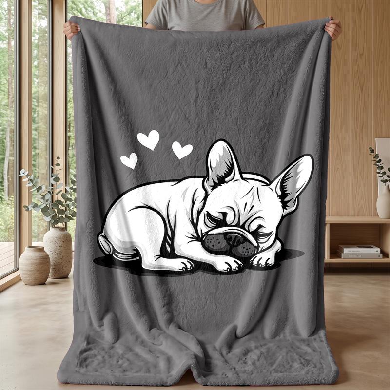 Sleeping Dog on Moon Theme blanket Lightweight Warm Flannel Blanket Decorative Throw Blanket for Home Decoration
