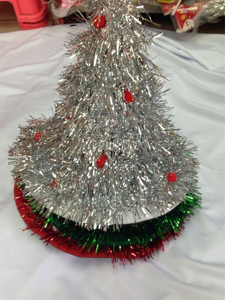 Tinsel Christmas Tree Hat Headband Xmas Party Fancy Dress Costume Hat Holiday Decorations