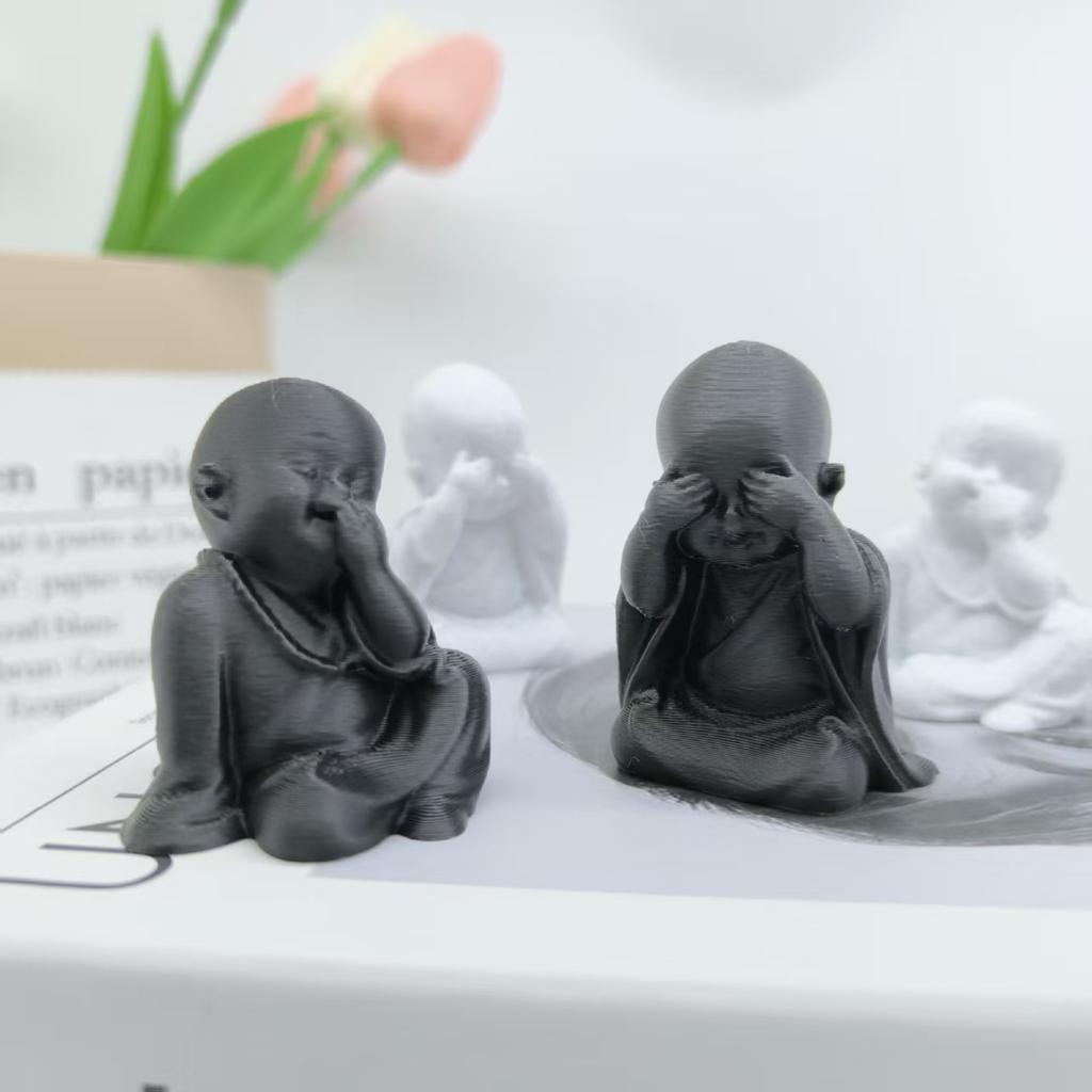 Three-Piece Zen Three Nonnes Statue Set, 3D Printed Zen Little Monks, Three Little Monks Who Don'T Listen, Don'T Look, Don'T Speak, Creative Bu