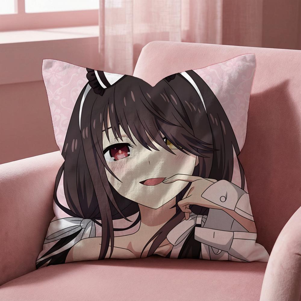 D-DATE A LIVE ANIME Cushion Cover Multi-Scene Pillow Cover for Home & Car - Reversible, Soft & Durable for Daily Use
