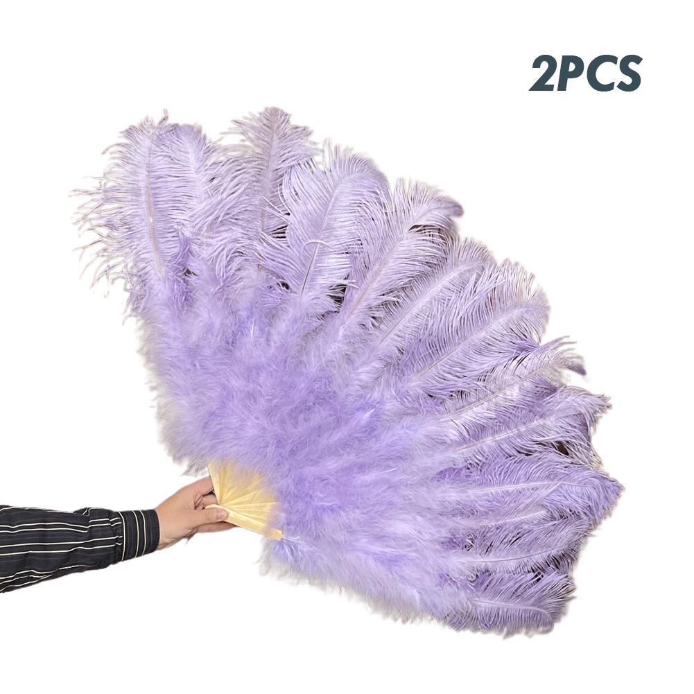 White Natural Ostrich Feather Fan Hand Held Dance Folding Big Plumes Fans Performance Dance Party Stage Carnival Show Props Long
