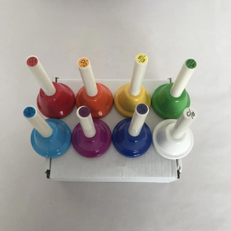 Colorful 8 Note Handbells Set Hand Percussion Bells Music Toy Musical Bells