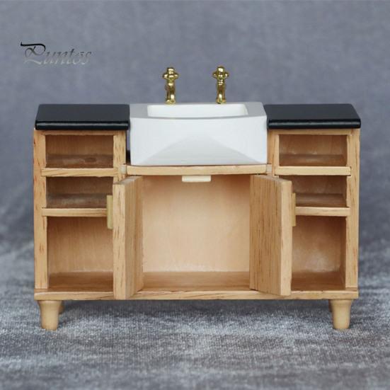 

Имитация умывальника с ручной раковиной, мебельные игрушки, деревянная мини-модель умывальника в масштабе 1/12 для кукольного домика, ванной комнаты