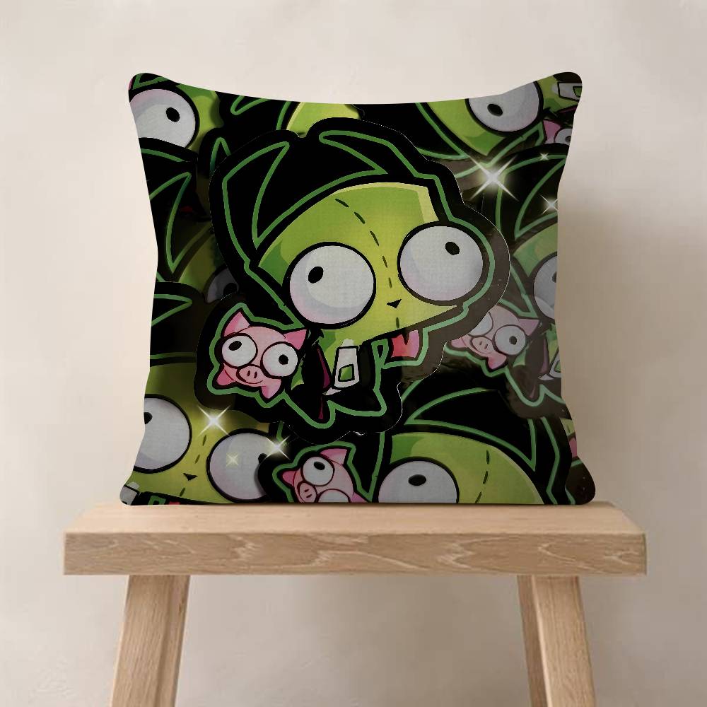 Funny Anime IInvader ZIM Pillow Case Fashion Square Pillowcase Bedroom Sofa Room Ins Decoration Leisure
