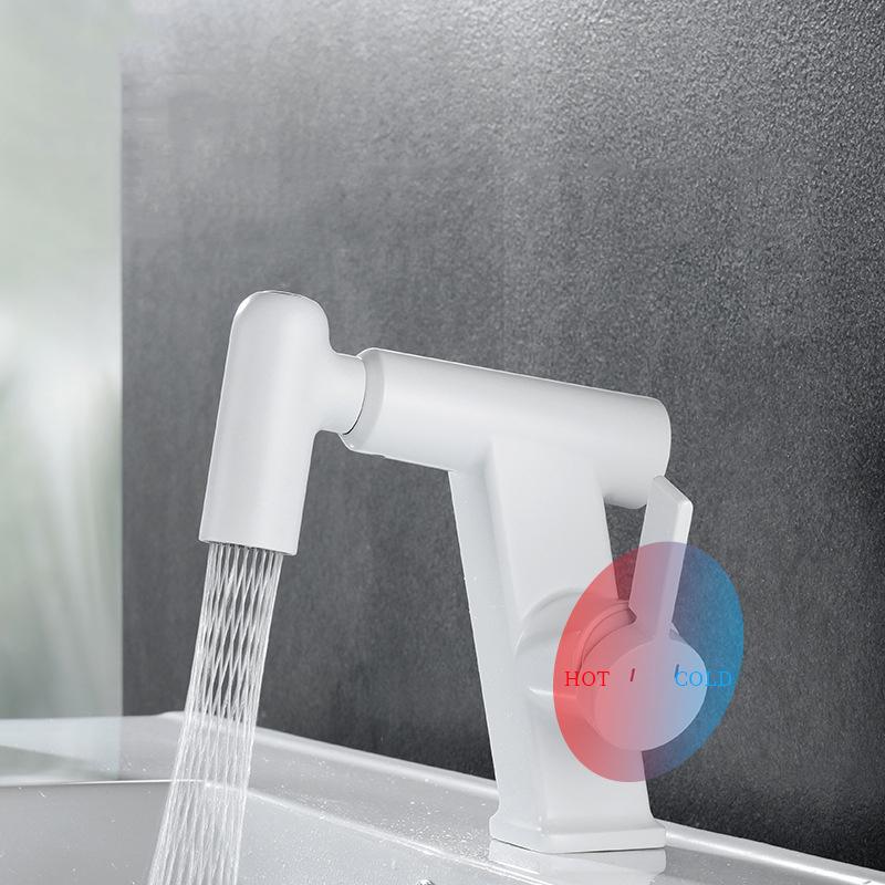 Brushed Gold Brass Pull-out Bathroom Household Wash Faucet Multi-functional Toilet Basin Tap Hot And Cold Mixed Sink Tap