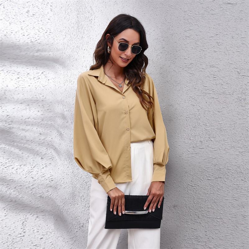 2022 Spring Autumn Casual Long Sleeve Ladies Buttons Tops Loose Chiffon Harajuku ShirtsFashion Women's Lantern Sleeve Blouse