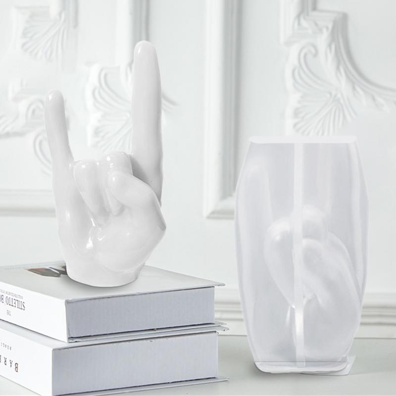 Hand Shaped Silicone Mold Clenched Fist Rock Gesture Scented Candle Mold DIY Resin Clay Arts Crafts For Home Decor Aromatherapy
