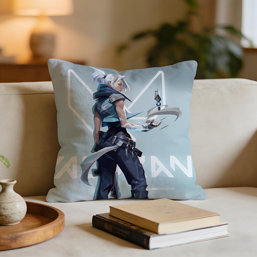 Cool Anime Games VValorant Icons Cushion Cover Short Plush Pillowcase for Bed Sofa Carwashable