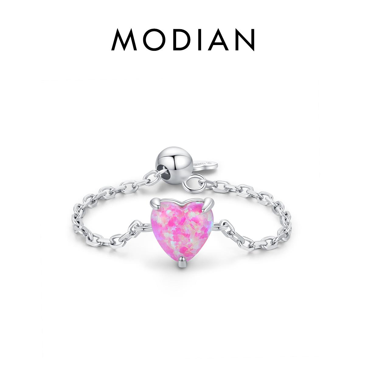 

Pure 925 Sterling Silver Adjustable Link Chain Rings For Women Luxury Colorful Opal 6 Geometric Shape Rings Fine Jewelry