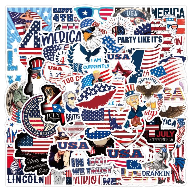 50Pcs United States 250Th Anniversary Cartoon Stickers Holiday Celebration Decoration Toys Laptop Guitar Bike Graffiti Decals