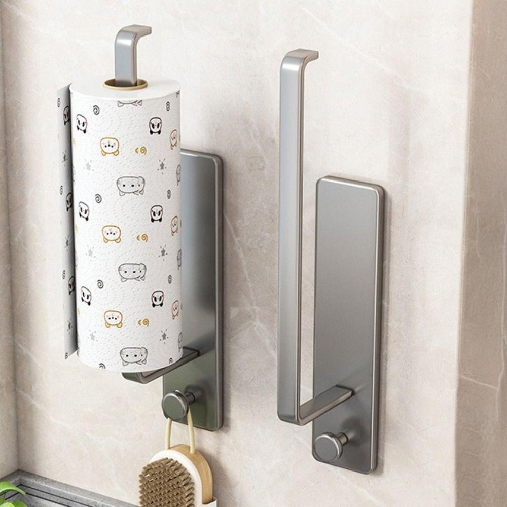 Wall Mounted Paper Towel Holder Carbon Steel Cling Film Storage Rack Roll Paper Dispenser  Bathroom
