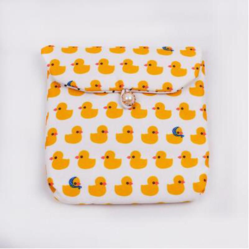 

Sanitary Cotton Portables Pad Storages Bags Polka Dot Design Girls Hygienes Yellow Duck