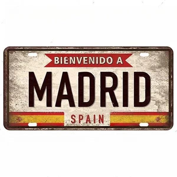 Vintage Berlin Madrid New York Paris Country City Stil Platte Metallschild Plakette Blechschild Man Cave Bar Club Poster Dekoration