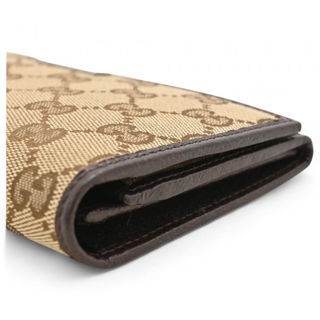 Auth GUCCI GG Canvas Long Wallet Bifold Brown gu8820nf Used