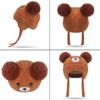 Hooded Scarf Bear Knitted Hat Winter Pompom Baby Hat Fleece Lining Earflap Cap Toddler Beanie