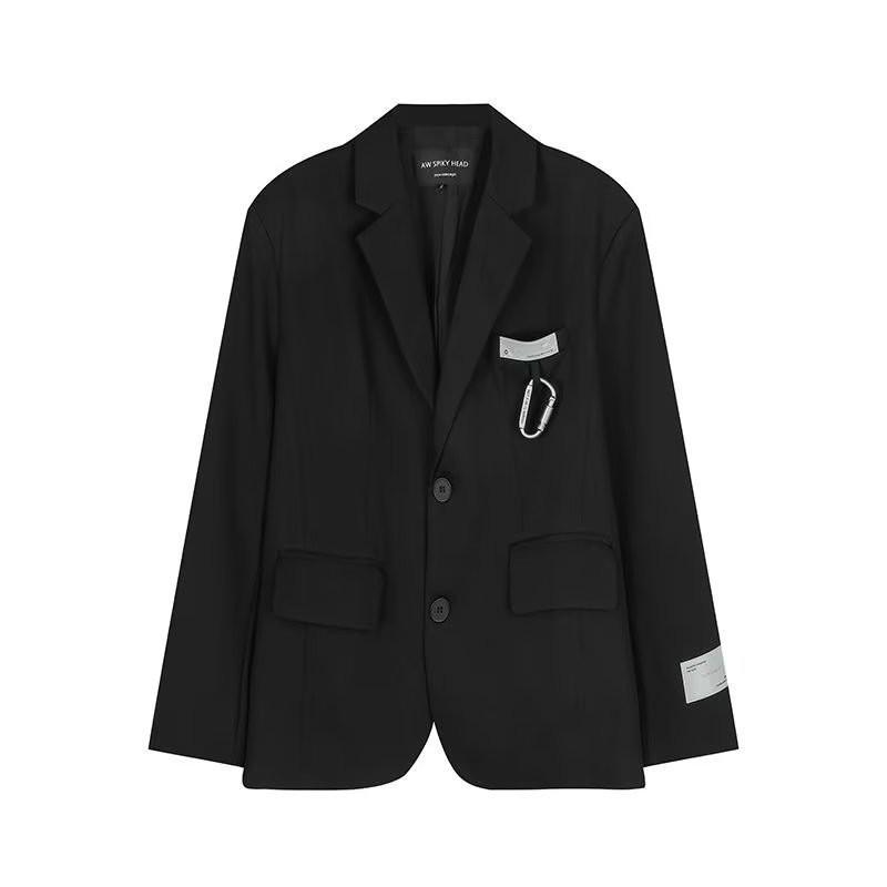 Men's Trendy Retro Loose Black Suit Jacket - High-End Street Style