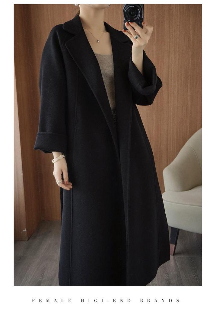 Women's Plus Size Long Double-Sided Wool Coat - Autumn/Winter 2025 Collection