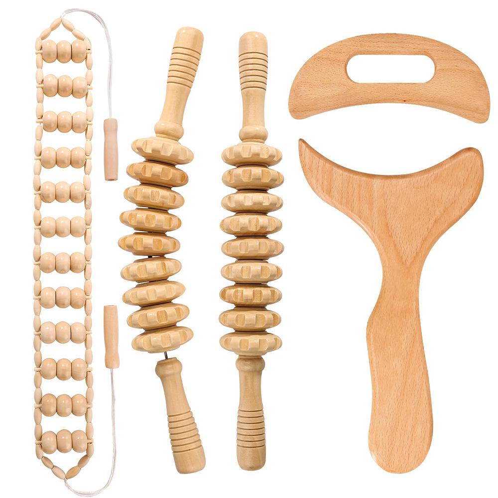 Solid Wood Acupoint Massage Stick Set - Muscle Roller & Meridian Health Tool Gift Set