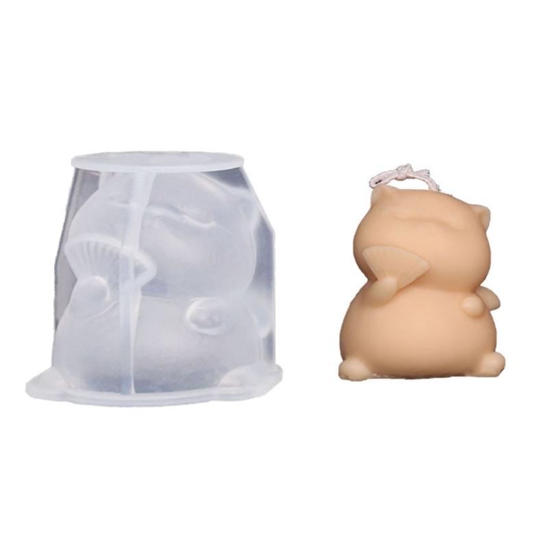 Fan Cat Chocolate Fondant Candle Silicone Molds Epoxy Resin DIY Ornaments Making Soap Melt Resin Clay Home Decorations