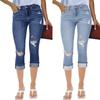 Damen-Jeans mit mittleren Rissen aus Baumwolle für den Weg zur Arbeit und Freizeit