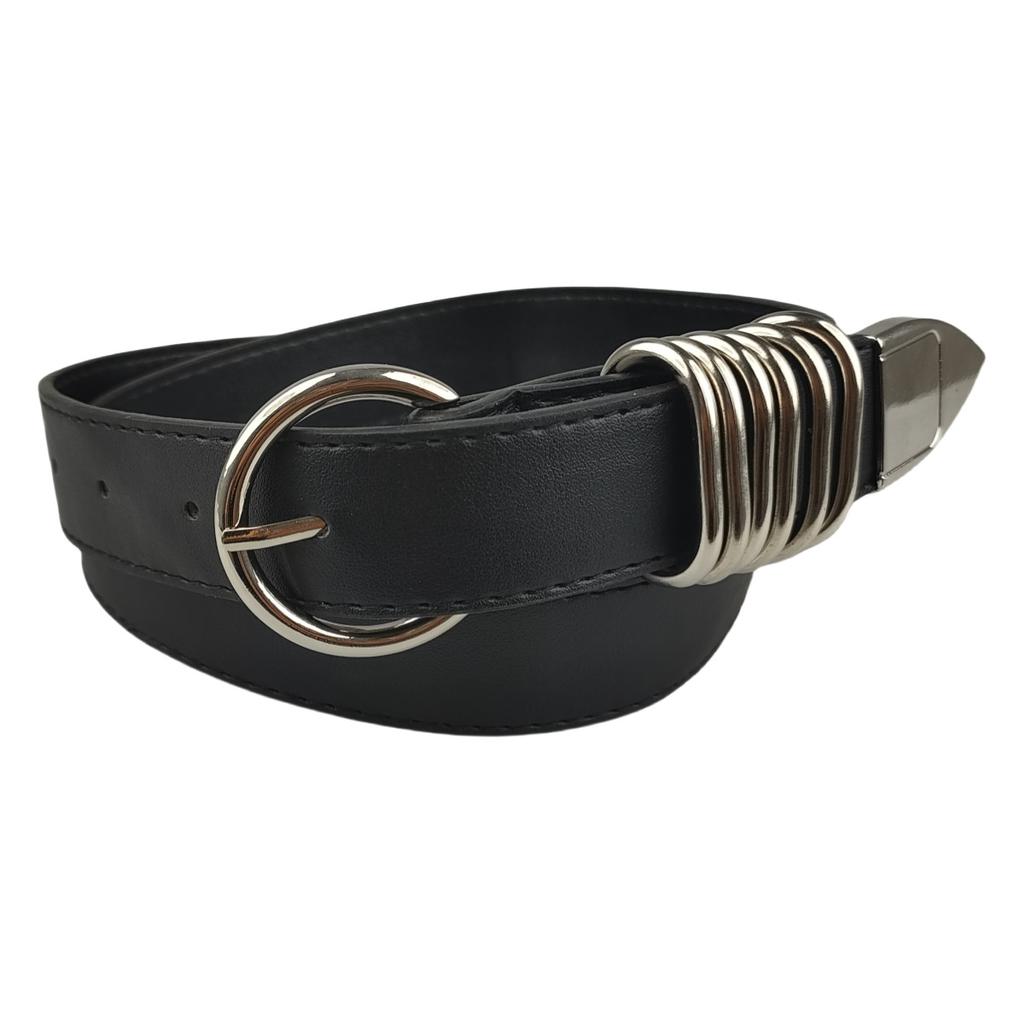 Niche Design of Women with Belts for High-end and Fashionable Versatile Decoration with Jeans Belt Metal Ring Pin Buckle Black Belt