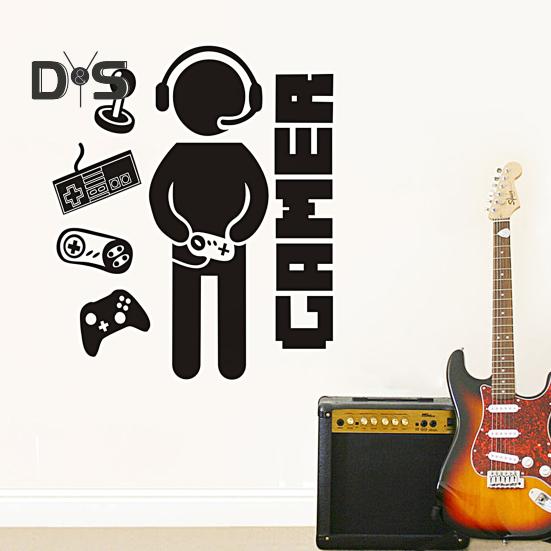 

1 компл. Наклейка на стену Съемный декоративный современный геймпад с узором и принтом фоновая наклейка домашний декор чёрный