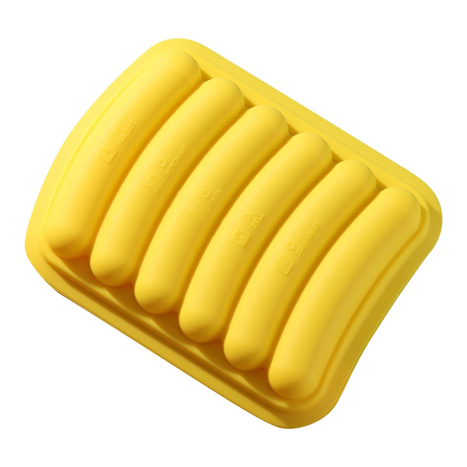 

Силиконовые формы для сосисок - Антипригарные гибкие формы для хот-догов, 6 ячеек, контейнер для выпечки, приготовления, варки на пару - DIY домашние сосиски One Size жёлтый