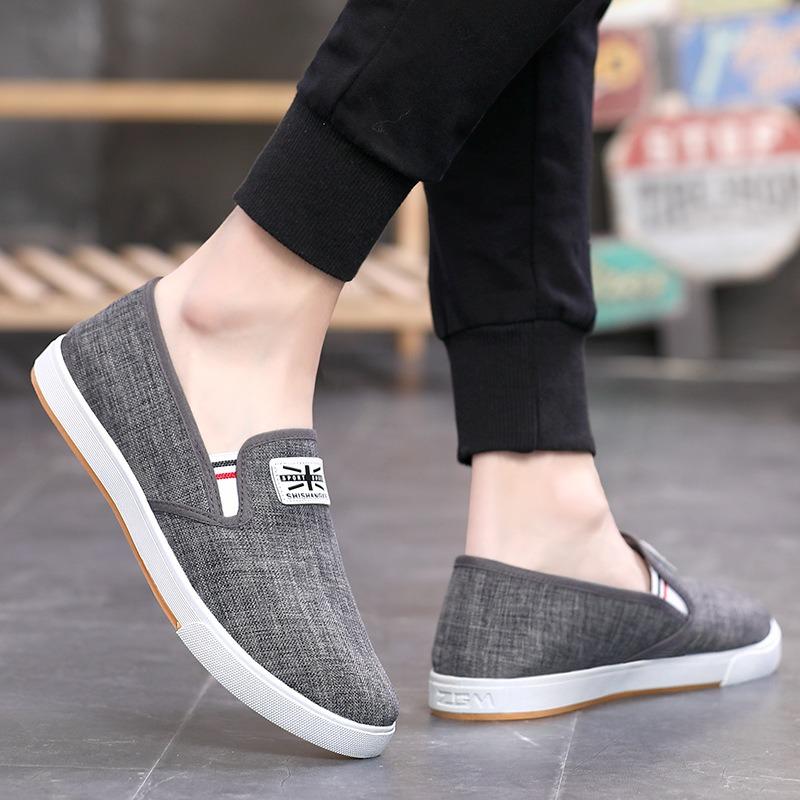 New Male Student Denim Canvas Shoes One-pedal Single Shoes Casual and Comfortable Old Beijing Linen Flat Baseplate Shoes