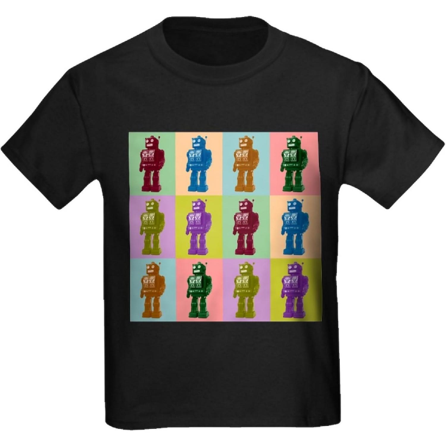 CafePress Pop Art Robots Kids Dark T Shirt Youth Kids Cotton Graphic Dark T-Shirt XXXXXL разноцветный