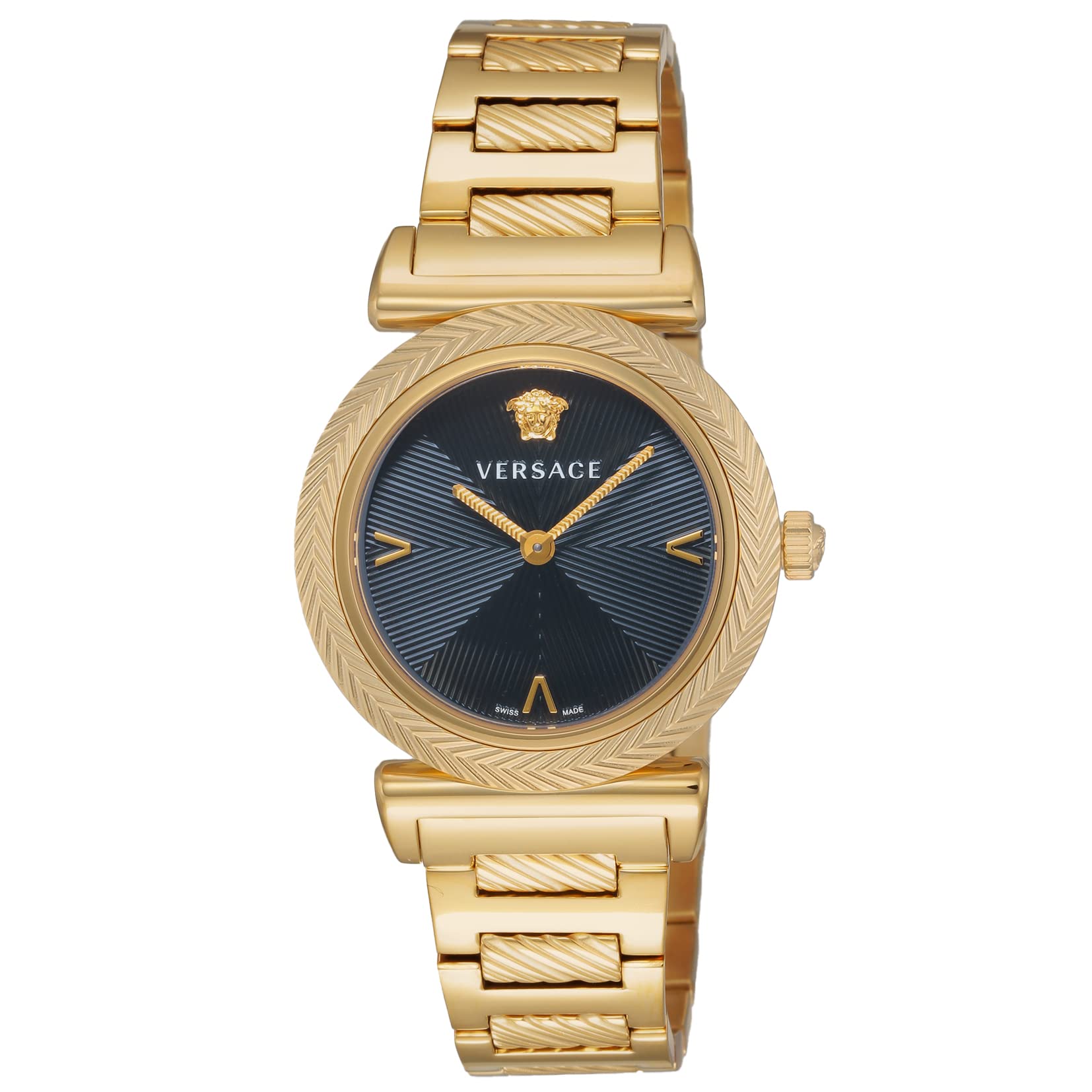 

[Versace] Годинник V-MOTIF V Motif, чорний циферблат, нержавіюча сталь, сапфірове скло, кварц, 35 мм, швейцарський годинник VERE02220 жіноче золото [Елемент]