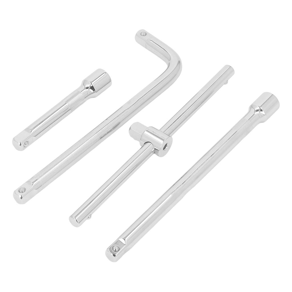 4PCS Set Drive Socket Extension Bar Chrome Vanadium Steel Sliding Bar T Handle Wrench for