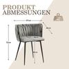 Dining Chair - HEDATX - Grey Velvet - Set of 2 - Hand-woven Design - Gold Metal Legs