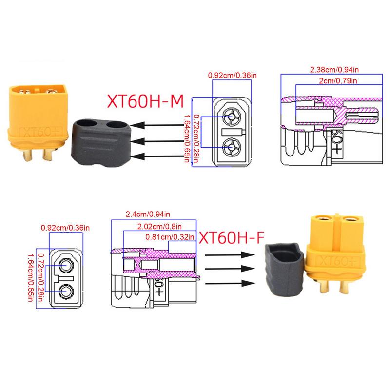 Adapter złącza wtykowego XT-60H Bullet z obudową osłonową XT-60H Bullet żeńskie męskie złącza wtykowe do baterii LiPo RC Samolot