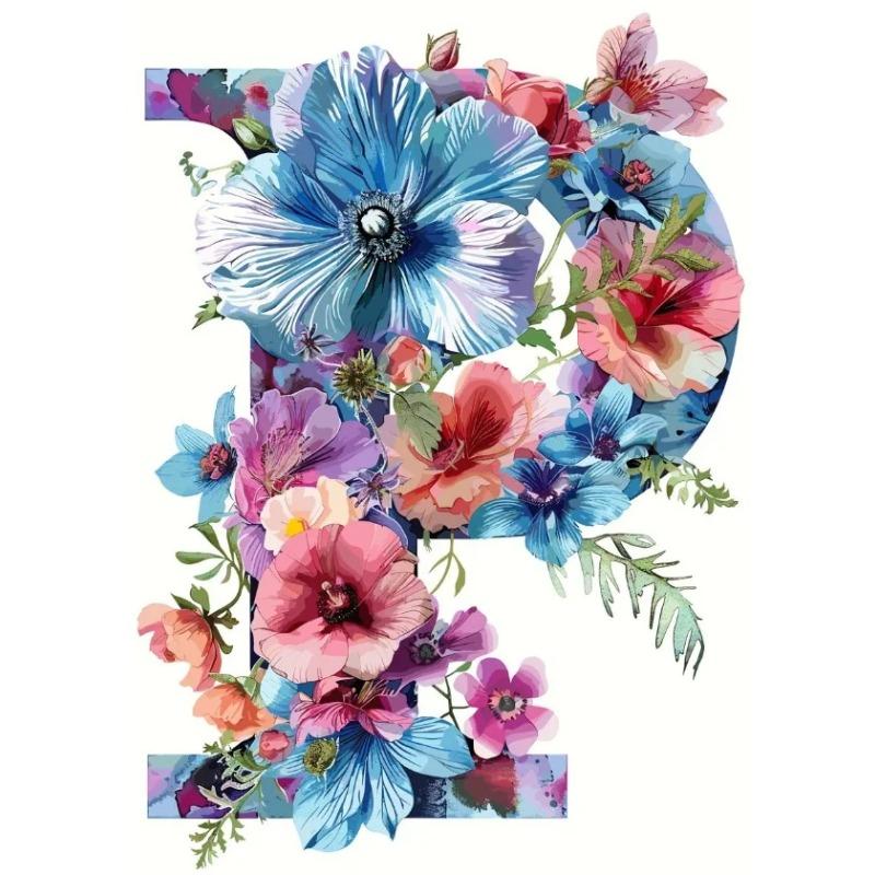 Flower Alphabet Wall Art Wreath Letters Canvas Painting Fashion Modern Aesthetic Poster Wall Pictures Home Decor For Living Room
