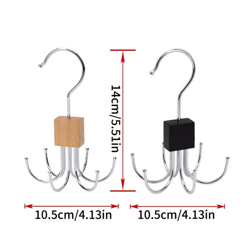 1/2/3pcs 360° Rotating Storage Hanger Hook Multi-Claw Bag Metal Belts Rack Multifunctional Hook Wooden Organizer For Bras Ties