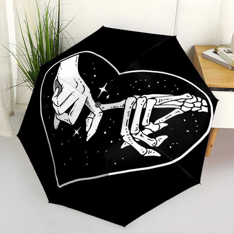 1pc Love Heart Automatic Open/Close Umbrella, Portable Folding Umbrella, Compact Travel Umbrella For098