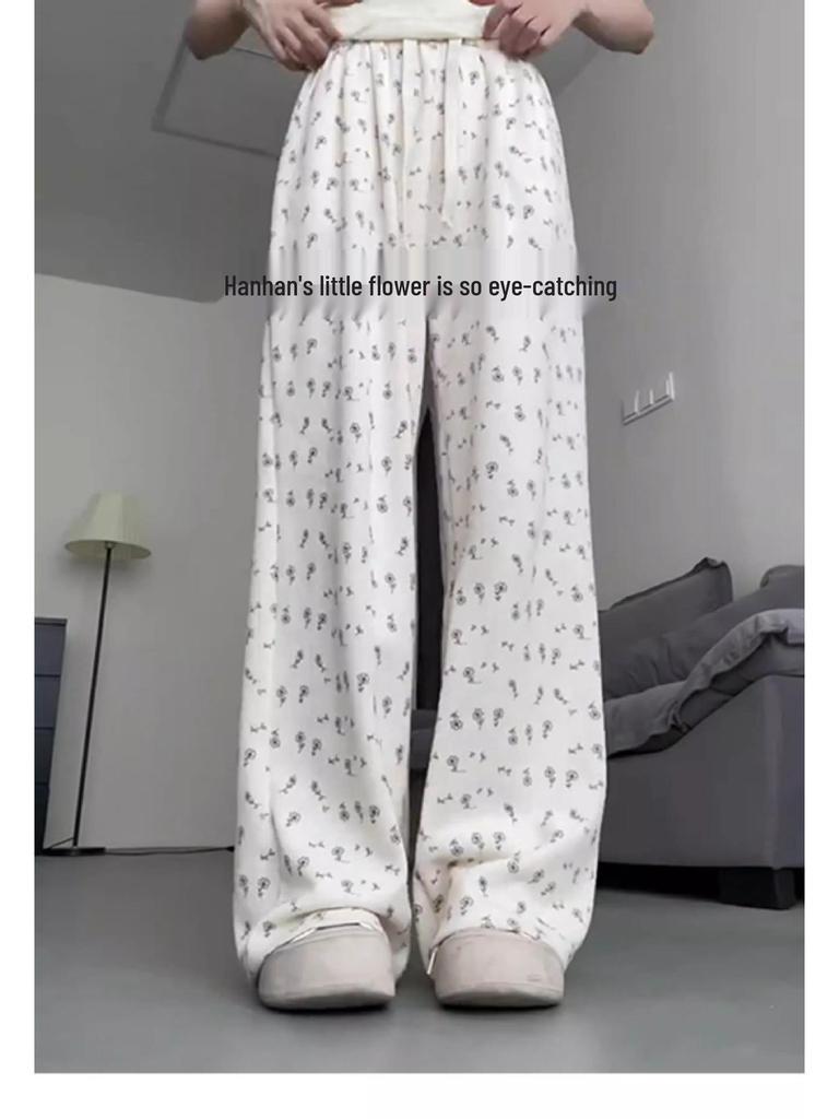 2025 Petite Floral Women’s Sporty Wide-Leg Pants: Versatile, Loose-Fit Summer Casuals